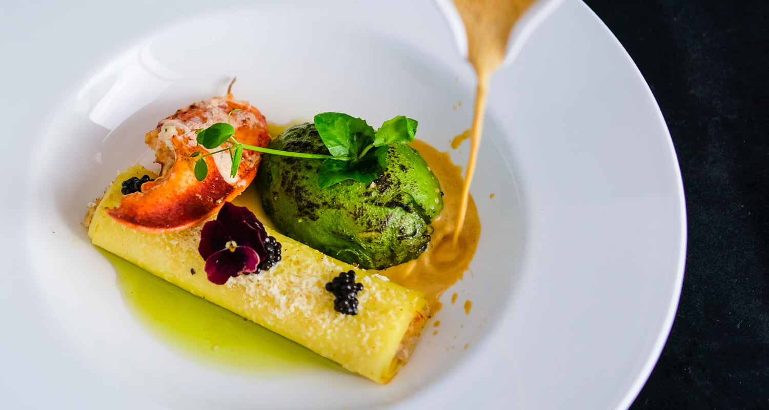 Bib Gourmand restaurant Brasserie Le Nord, canneloni met Noordzeekrab en kreeft