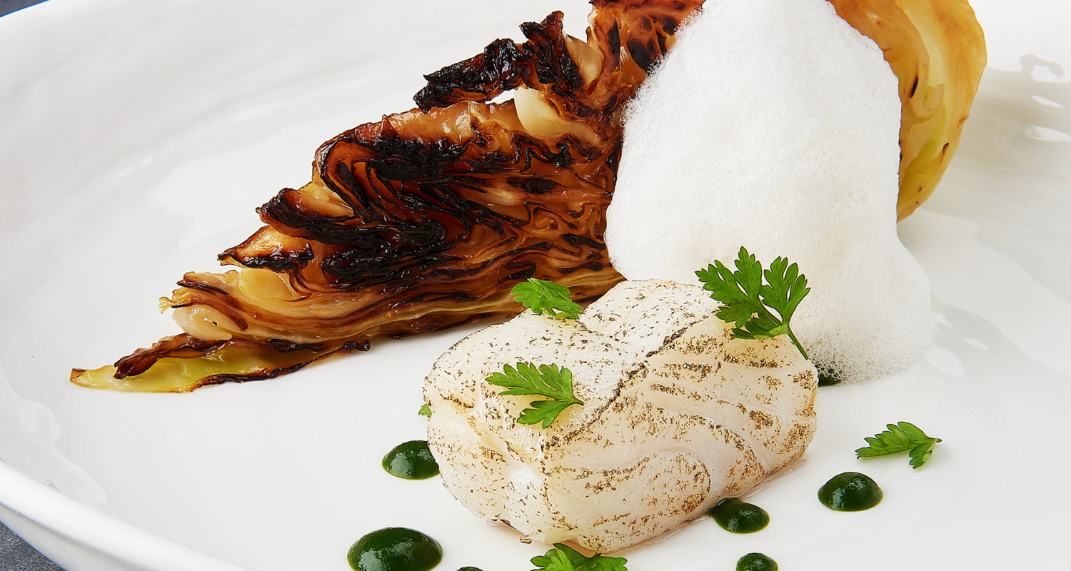 Bib Gourmand restaurant Boompjes in Overloon, gebakken spitskool met kabeljauw