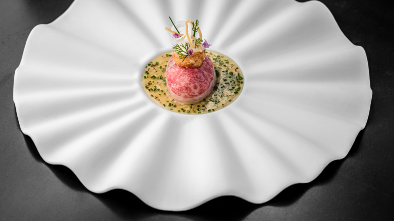 Kagoshima wagyu A5 en Irish Mór oester bij Create in Eijsden-Margraten met chef Guido Braeken